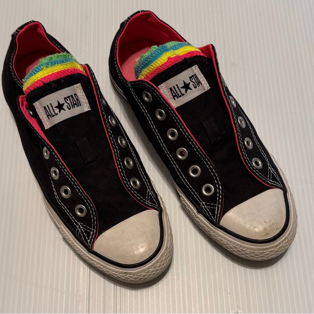 Converse Black Shoes with Colorful Accents
